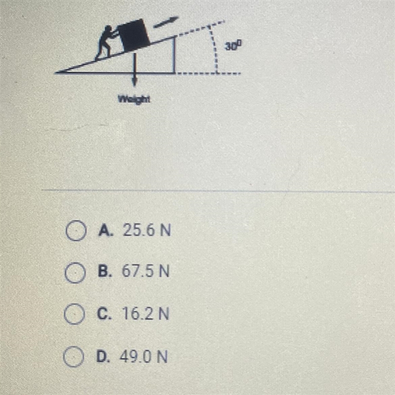 In the image below, a worker is pushing a crate with a mass of 10 kg up a ramp at-example-1