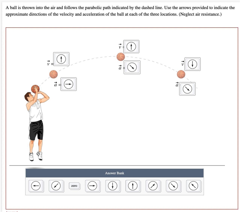 I'm confused as to how to label the velocity and acceleration of the projectile motion-example-1