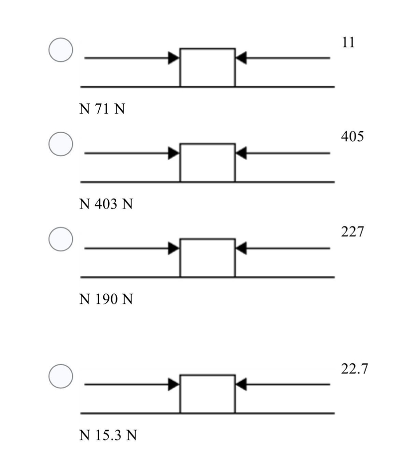 Which of the following system of forces provides the block the highest net force? (Note-example-1