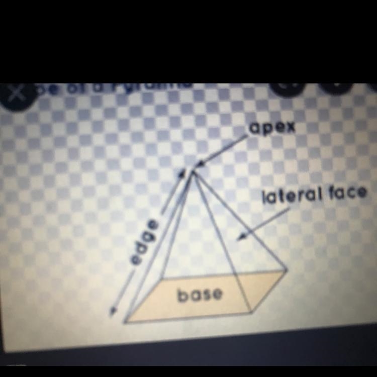 the base is a polygon and its faces are triangles (cone, cube, cylinder, pyramid, rectangular-example-1