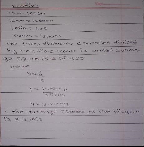 42. A bicycle travels 15 km in 30 minutes. What is its average speed in km/h? gonga-example-1