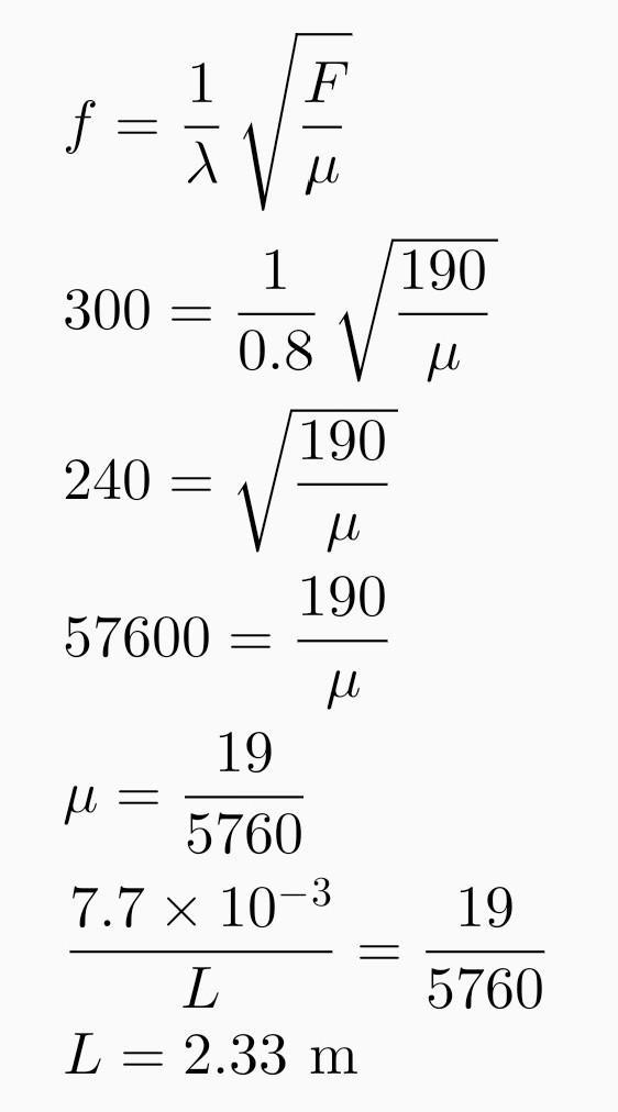 The mass of a string is 7.7 × 10-3 kg, and it is stretched so that the tension in-example-1