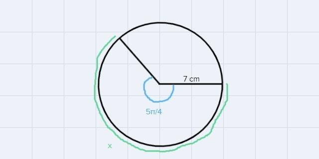 A circle has a radius of 7 cm. What is the length of the arc intercepted by an angle-example-1