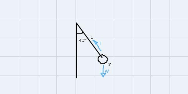 A mass m hangs at the end of a pendulum of length L, which is released at an angle-example-1