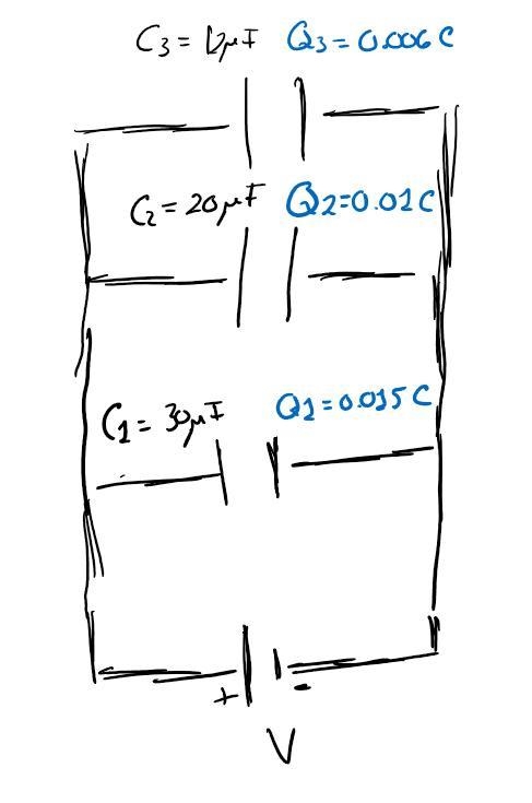 Calculate the total capacitance of three capacitors 30µF, 20µF & 12µF connected-example-2