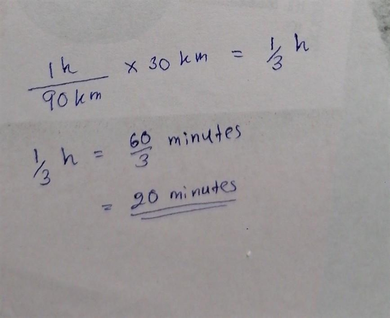 a car is traveling at 90km/h. Calculate how long in minutes it will take the car to-example-1