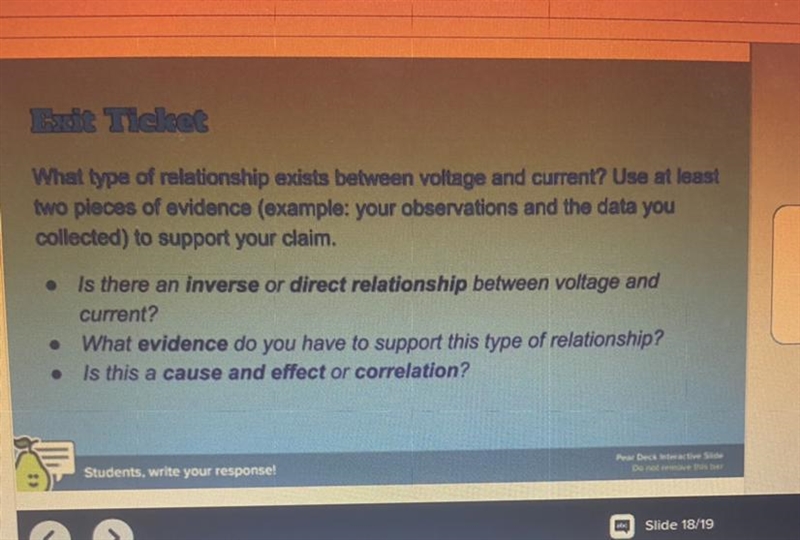 What type of relationship exists between voltage and current ?-example-1