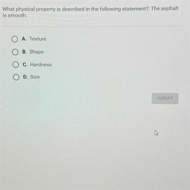 What physical property is described in the following statement?: The asphaltis smooth-example-1