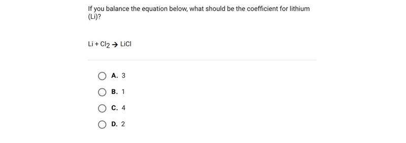 If you balance the equation below, what should be the coefficient for lithium (Li-example-1