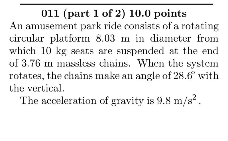 The rest of the question is What is the speed of each seat? Answer in units of m/s-example-1