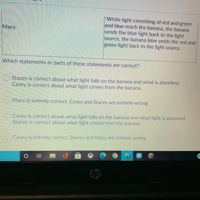 Three students are asked to use the RGB model of light and color to explain whathappens-example-1