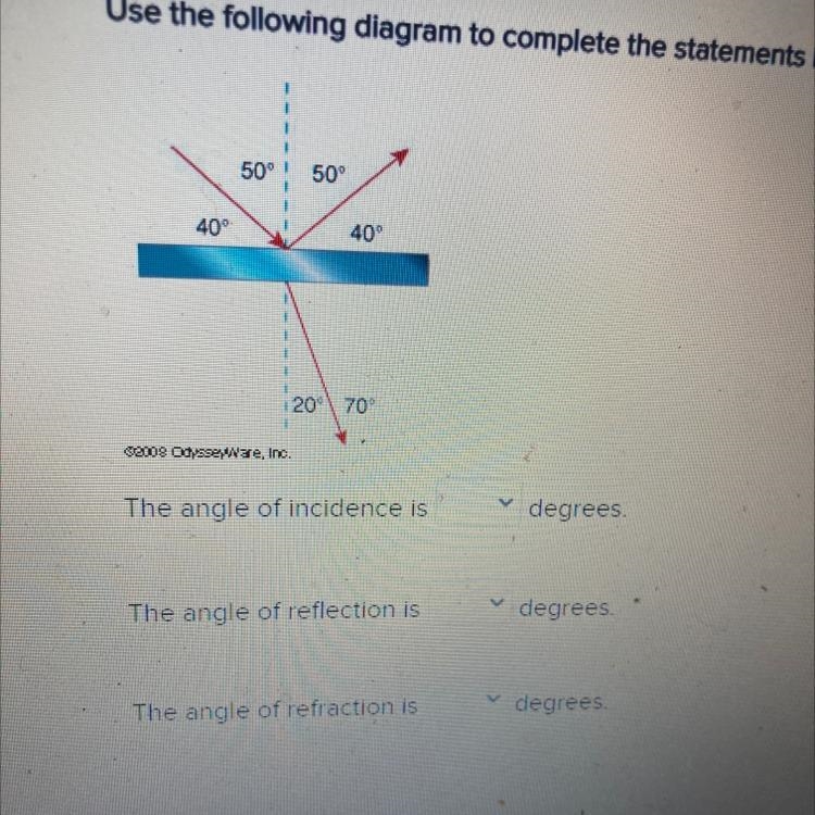 I need to know the angle of incidence, reflection, and refraction-example-1