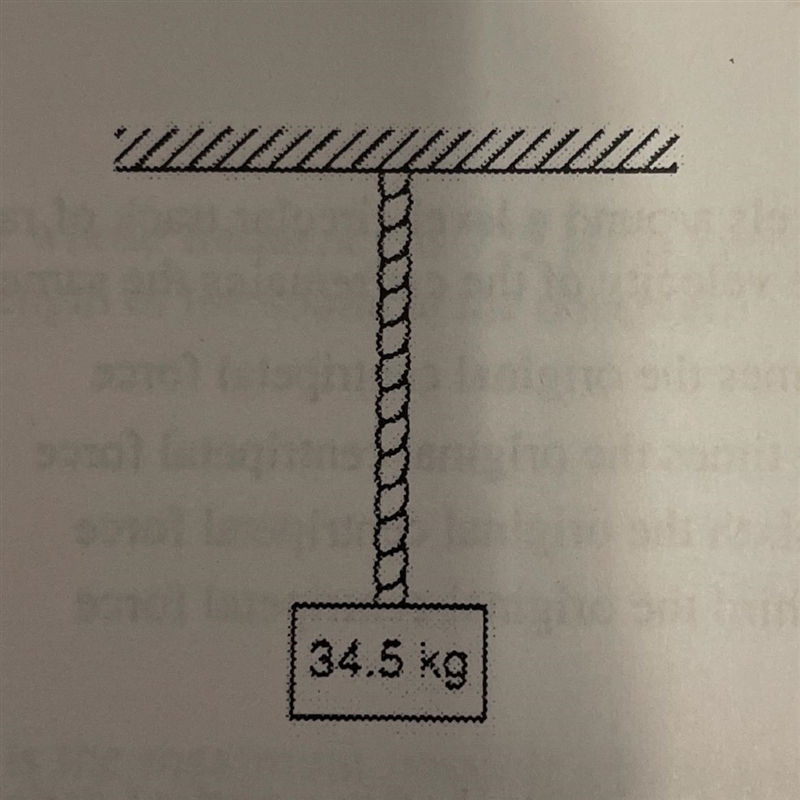 A 34.5-kg box is suspended by a 24.6-newton rope, as shown.What is the tension at-example-1