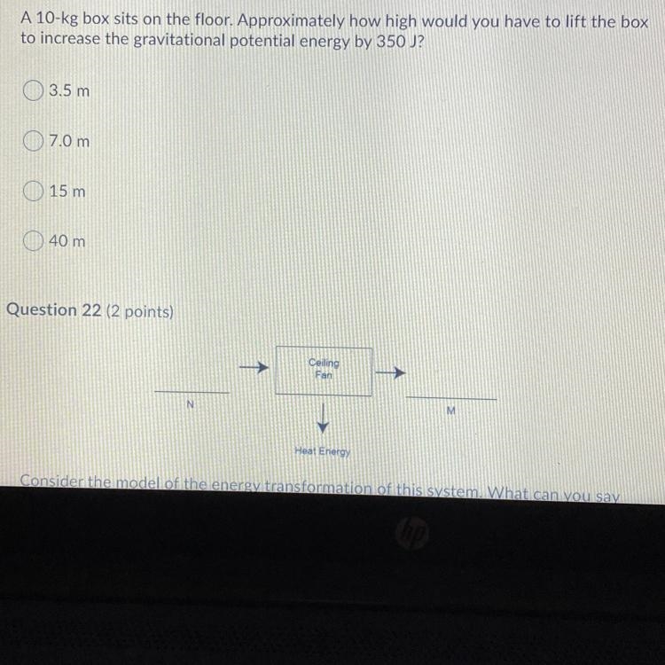 A 10-kg box sits on the floor. Approximately how high would you have to lift the boxto-example-1