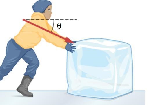 At the instant shown a 195 N force accelerates a 5 kg block at a rate of 2.9 m/s/s-example-1