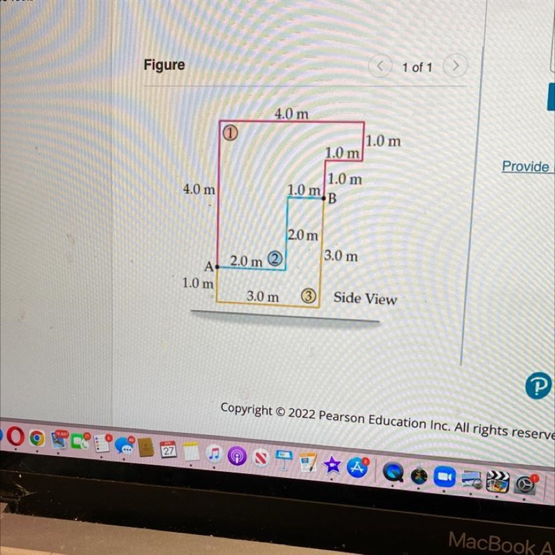 Calculate the work done by gravity as a 3.9 kg object is moved from point a to point-example-1