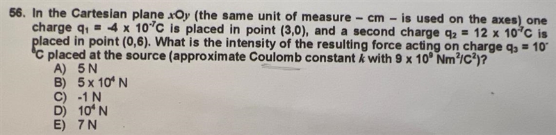 In the Cartesian plane xOy (the same unit of measure - cm - is used on the axes) onecharge-example-1