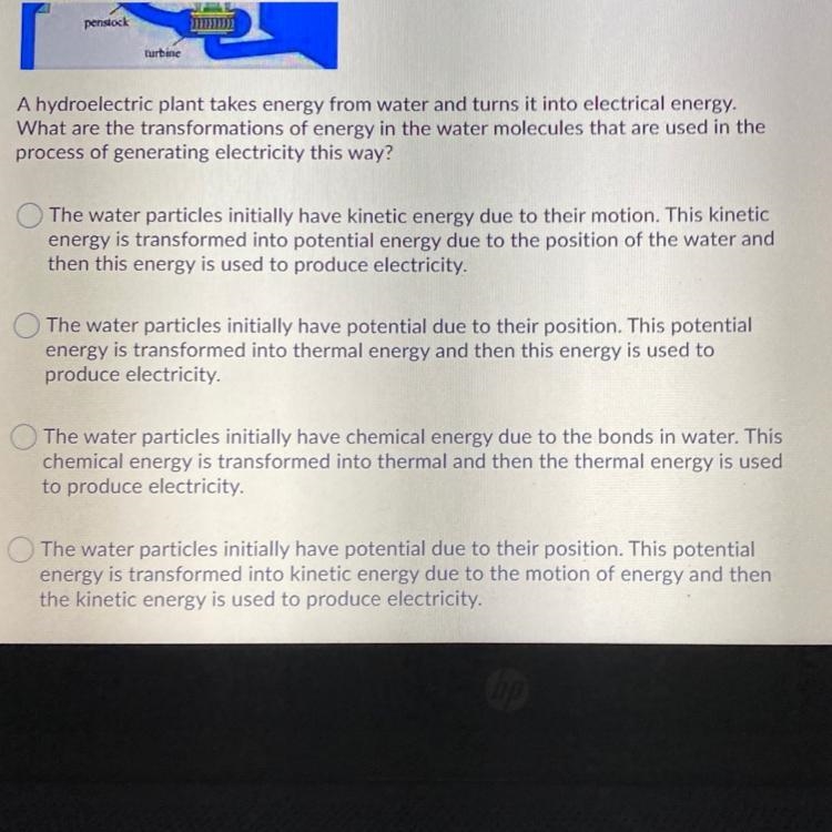 A hydroelectric plant takes energy from water and turns it into electrical energy-example-1