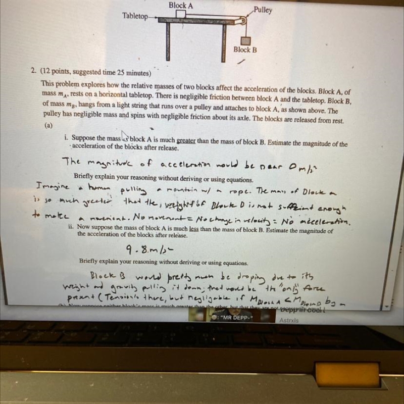 Ap physics 1 2019 practice set. Can you explain why question #2a is correct?-example-1