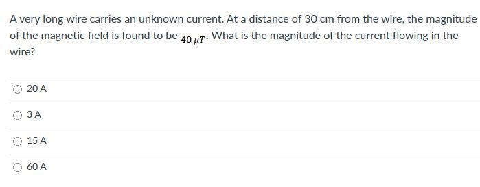 A very long wire carries an unknown current. At a distance of 30 cm from the wire-example-1