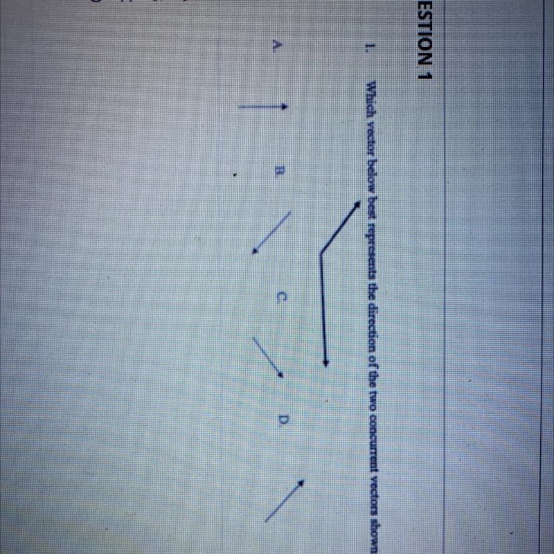 Which vector below best represents the direction of the two concurrent vector shown-example-1