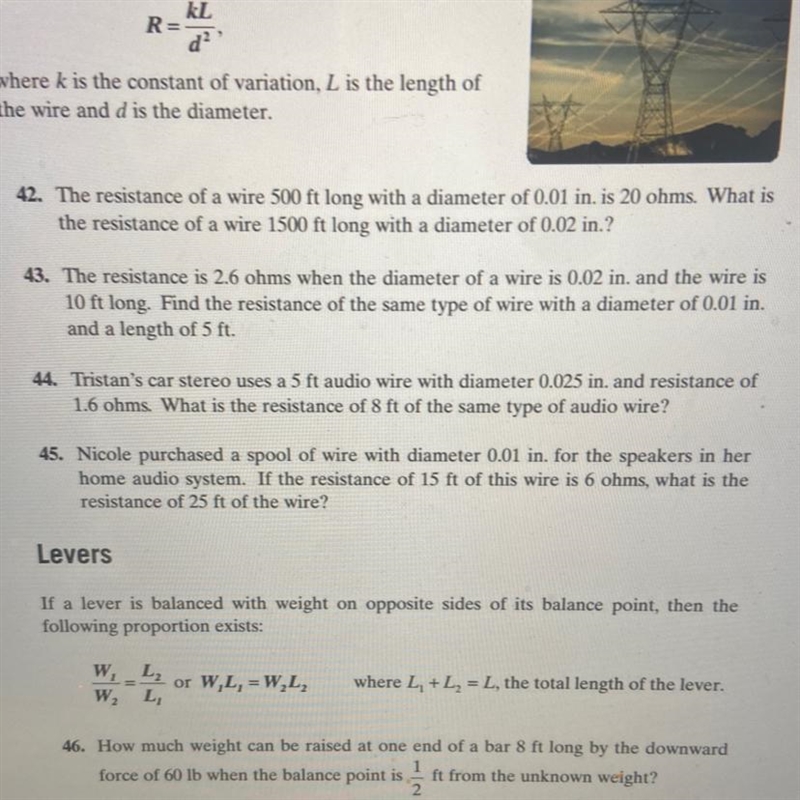 Question 43?Find the resistance of the same type of wire with a diameter of 0.01 in-example-1