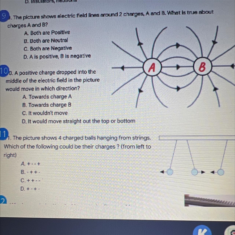 10. A positive charge dropped into themiddle of the electric field in the picturewould-example-1