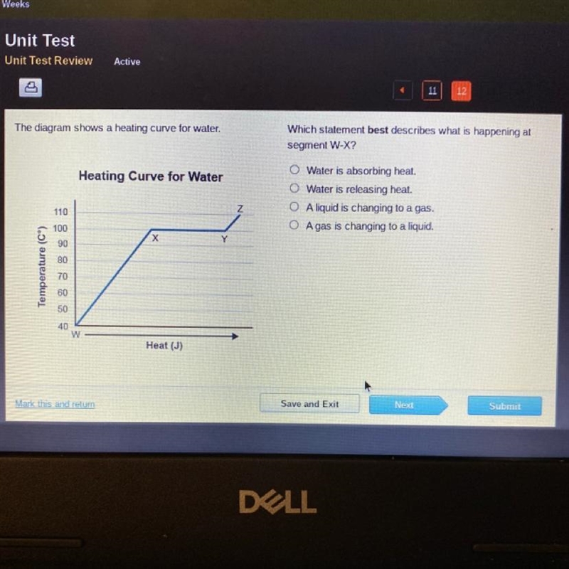 The diagram shows a heating curve for water. Which statement best describes what is-example-1