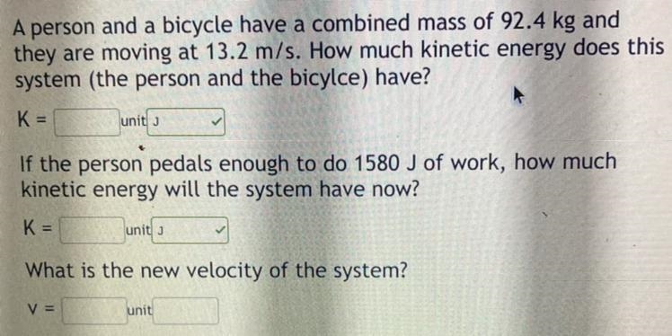 Need help on a problem that asks for kinetic energy and velocity.-example-1