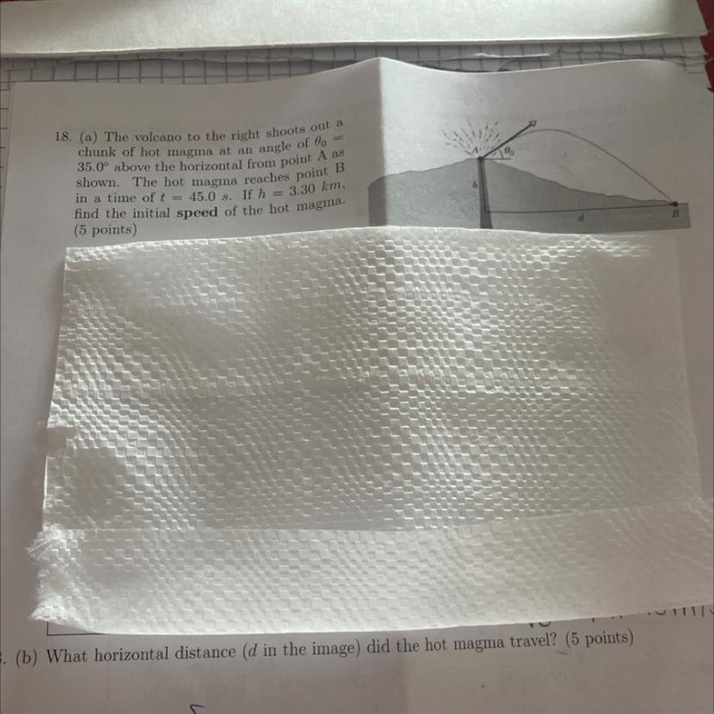 A) The volcano to the right shoots out a chunk of hot magma at an angle of theta zero-example-1