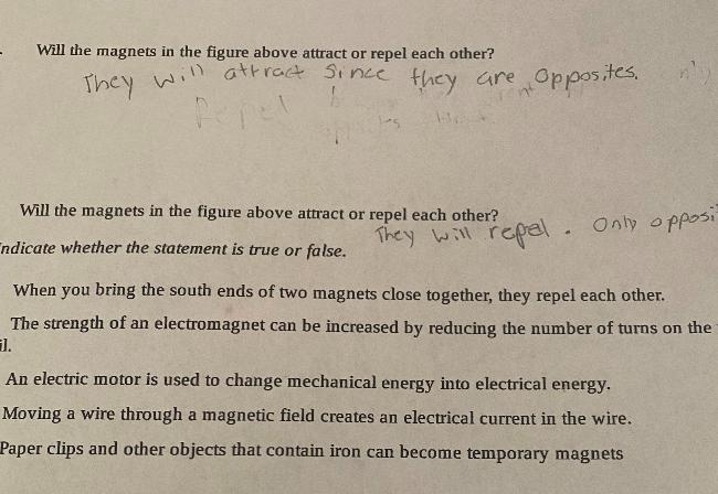 Paper clips and other objects that contain iron can become temporary magnets. True-example-1