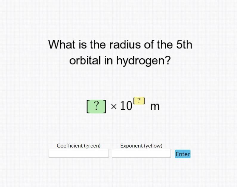 What is the radius of the 5th orbital in hydrogen?-example-1