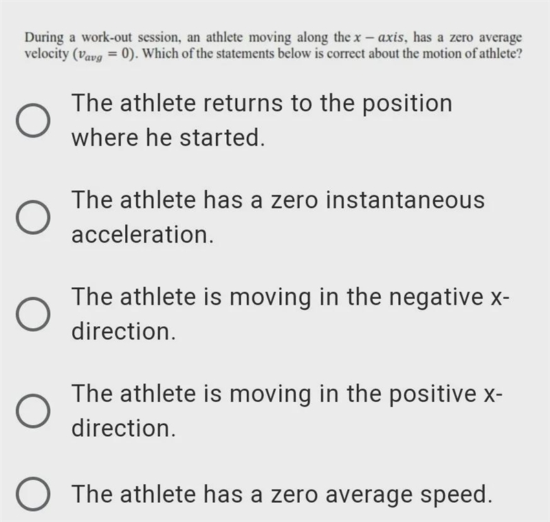 During a work-out session, an athlete moving along the x axis, has a zero average-example-1