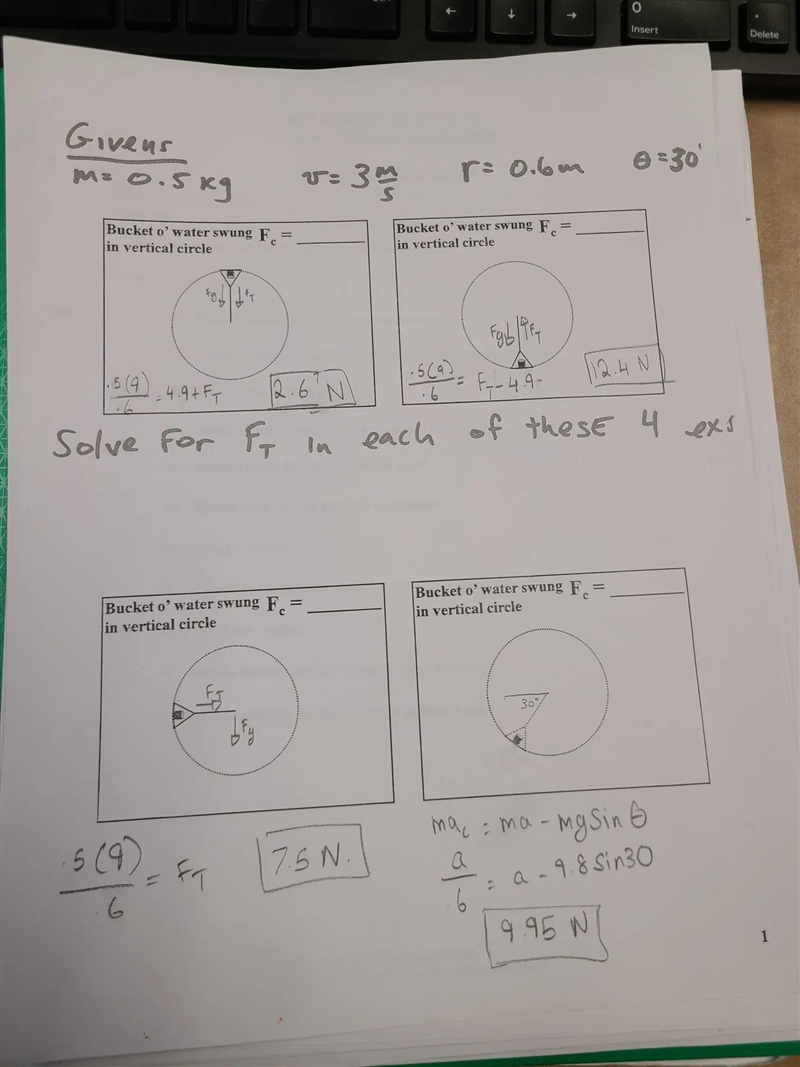 Find the net force on the 4th part. Given, the value of velocity remain same at every-example-2