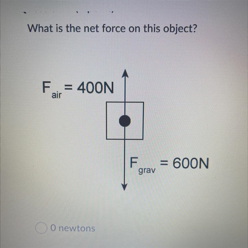 What is the net force on this object A: 0 newtons b: 200 newtons c:400 newtons D:600 newtons-example-1