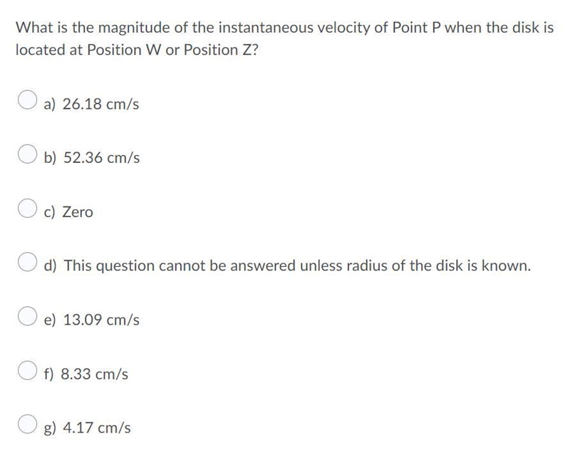 What is the magnitude of the instantaneous velocity of Point P when the disk is located-example-2