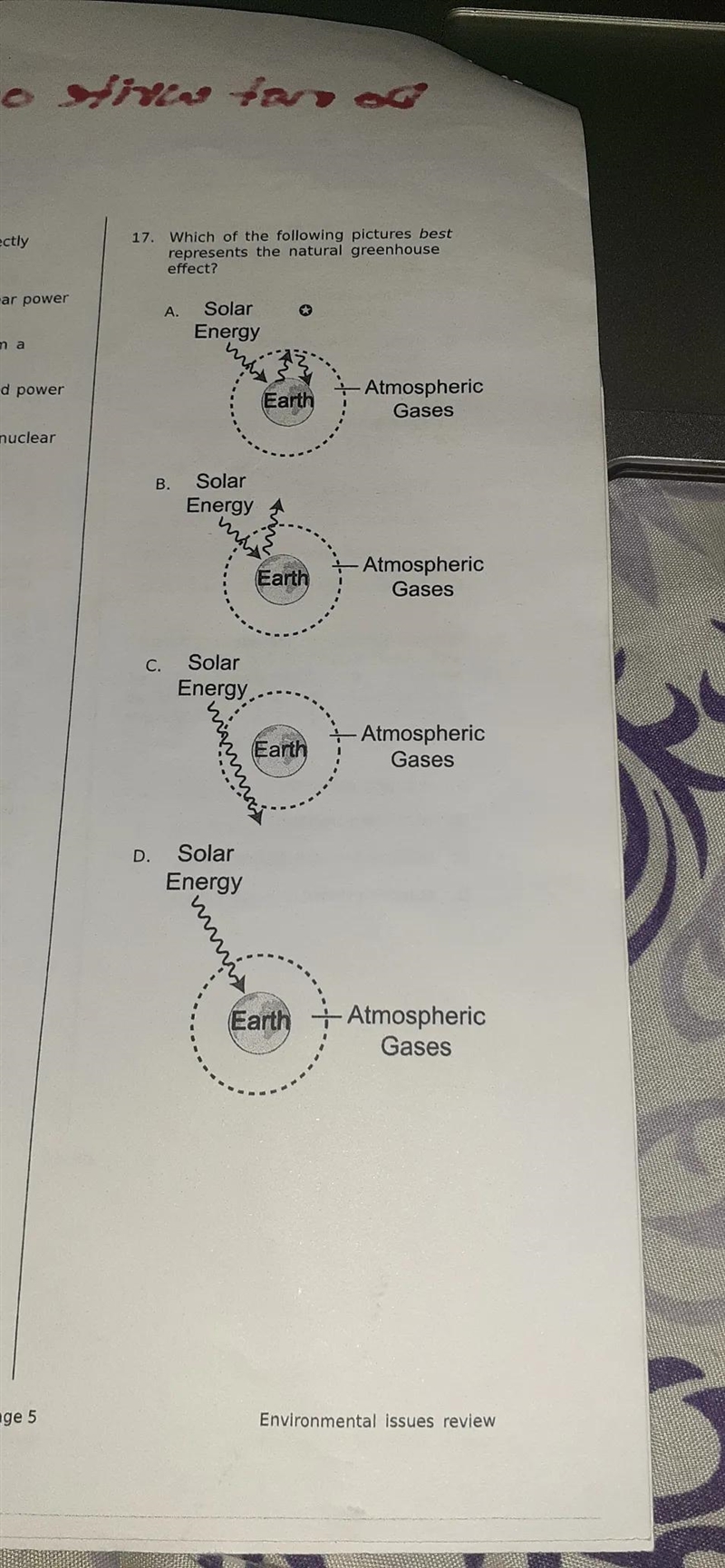 directly 17. Which of the following pictures best represents the natural greenhouse-example-1