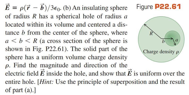 22.61 . (a) An insulating sphere with radius has a uniform charge density P .The sphere-example-2