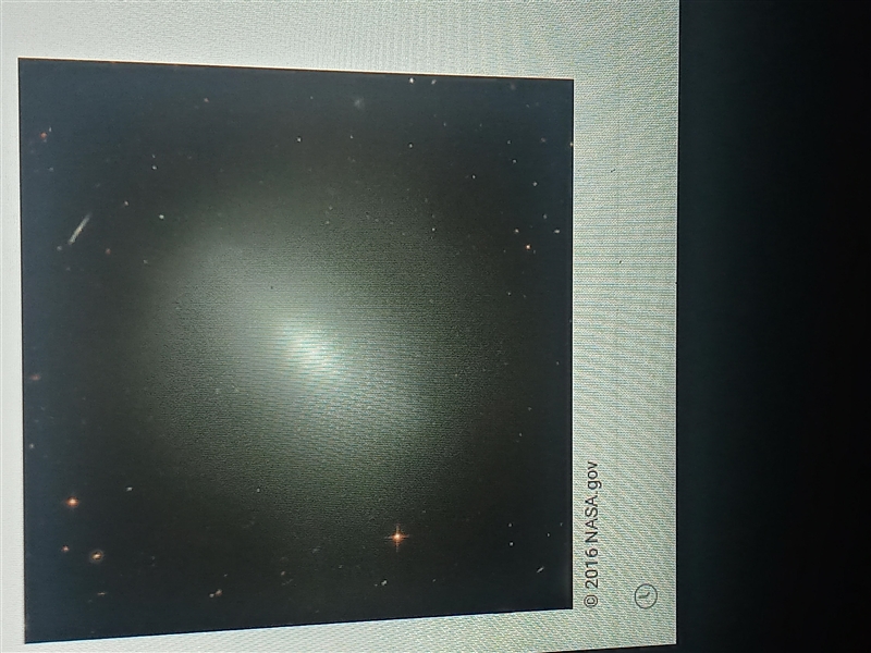 What type of galaxy is pictured? (4 points) 1. Irregular 2. Spiral 3. Lens 4. Elliptical-example-1