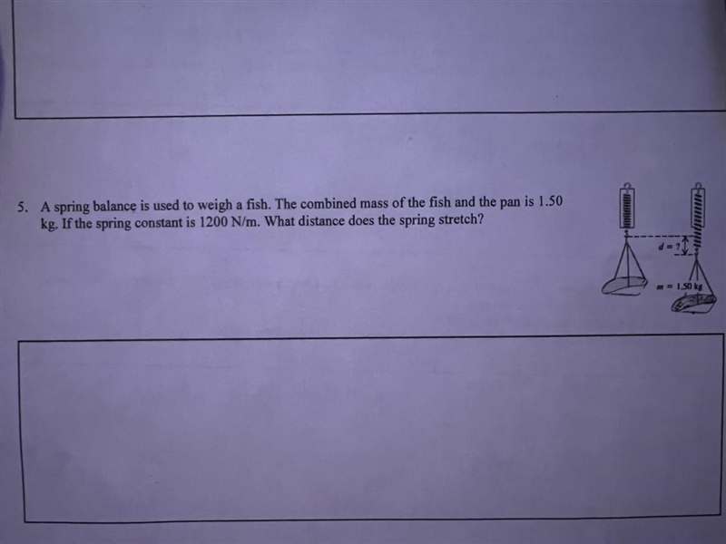 5. A spring balance is used to weigh a fish. The combined mass of the fish and the-example-1