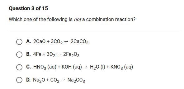 Which one of the following is not a combination reaction?-example-1