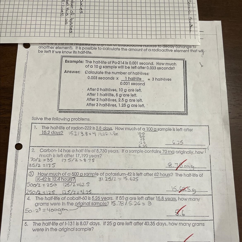 I need help please ;) 5. The half-life of 1-131 is 8.07 days. If 25 g are left after-example-1