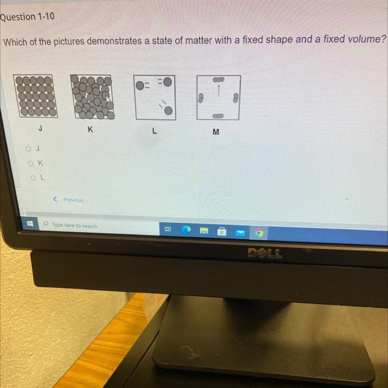 Which of the picture demonstrates a state of matter wirh a fixed shape and a fixed-example-1