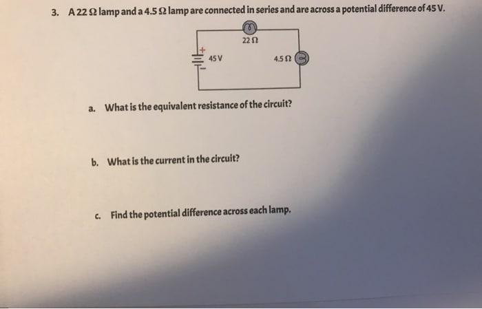 PLEASE I NEED ANSWERD OF D AND E d) find the power cunsumption in 22 ohms lamp and-example-1