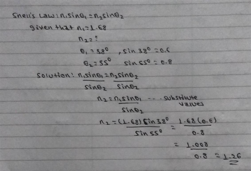 What is the index of the refraction?​-example-1