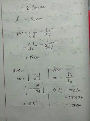 A 2.50 cm tall object is 36.0 cmfrom a concave mirror withf 12.0 cm. Find the imageheight-example-1