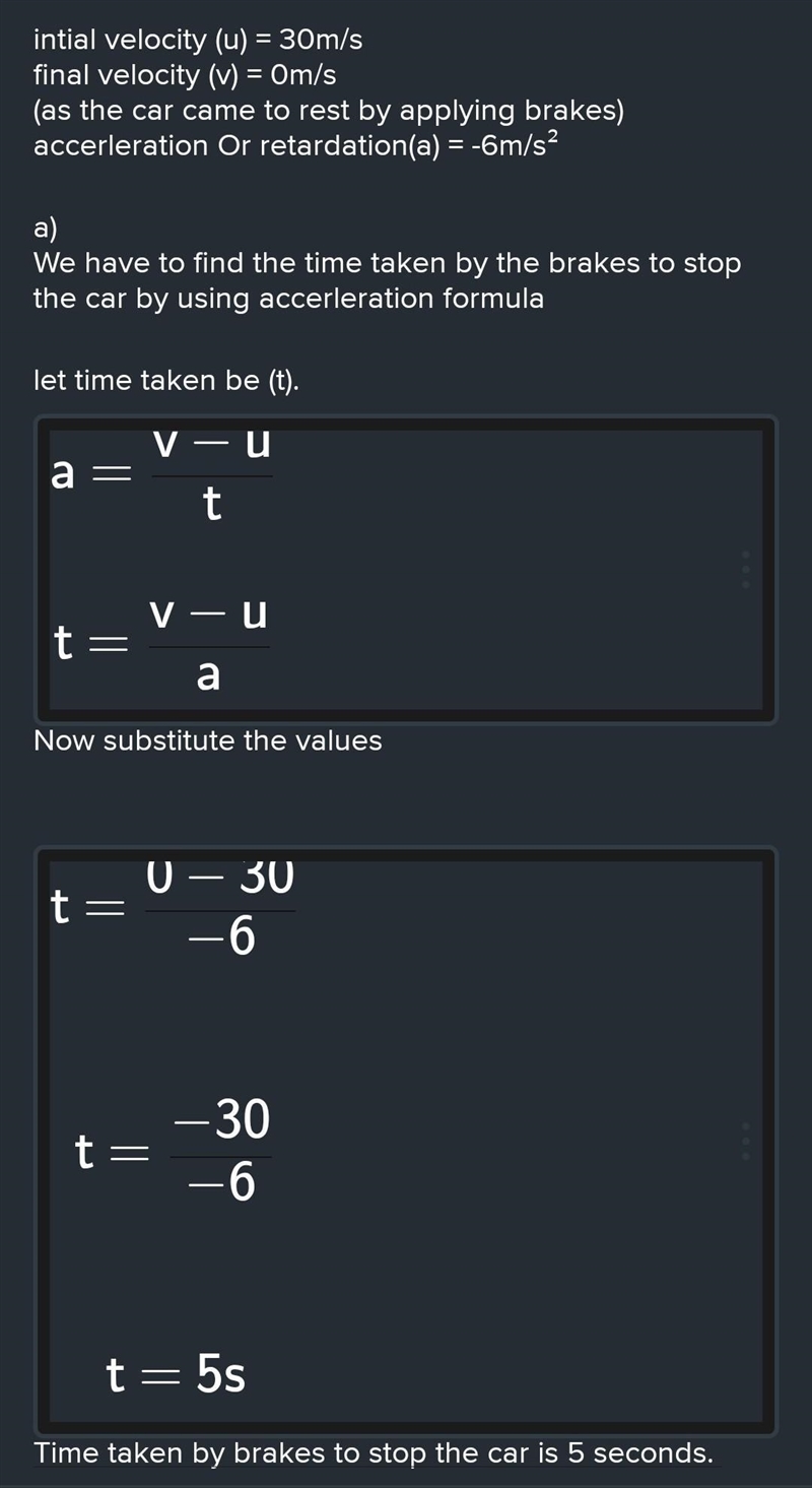 A car moving with a velocity of 30 ms-1 is stopped by the application of brakes which-example-1