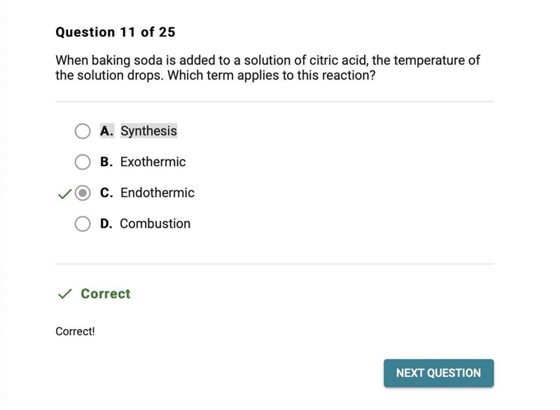 When baking soda is added to a solution of citric acid, the temperature of the solution-example-1