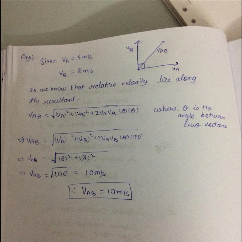 two bodies A and B are moving with a velocity of 6m/s and 8m/s along the horizontal-example-1