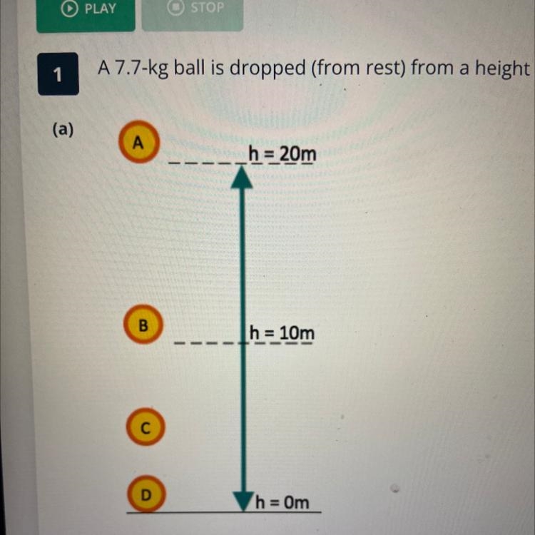 What is the kinetic energy of the ball at position A-example-1